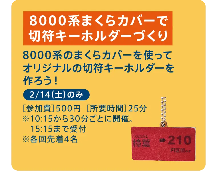 8000系まくらカバーで切符キーホルダーづくり
